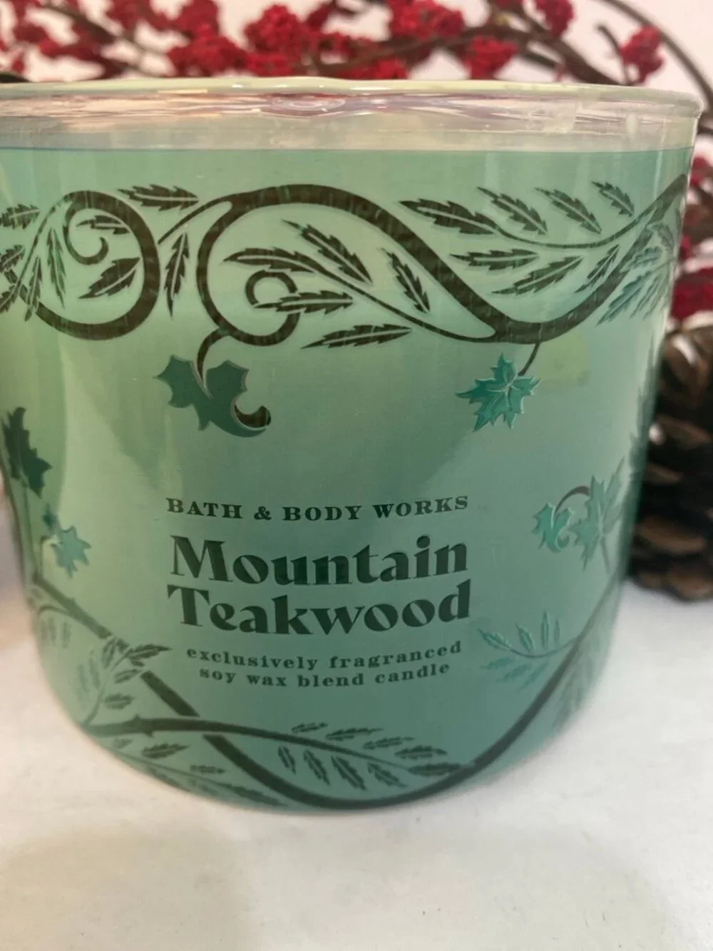 “Mountain Teakwood” Bath & Body Works New 3 Wick Candle